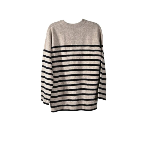 A New Day Size Medium Women's Sweater Long Sleeve Stripe Gray Black - Picture 2 of 4